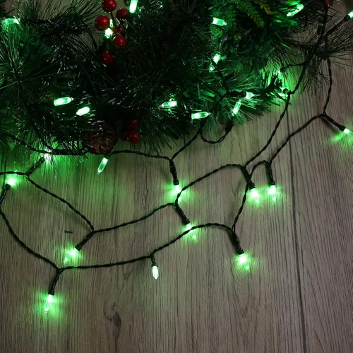 Miniatura 8 de BrizLabs - Cadena de luces verdes, 5.47 metros, 50 luces LED para Navidad, 8 modos, luces de batería verdes para interiores/exteriores, mini cadena
