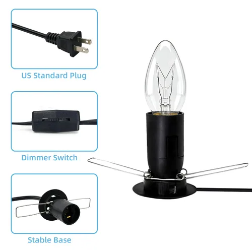Miniatura 2 de Cable de lámpara de sal del Himalaya con interruptor de atenuación y bombillas, cable de repuesto original de 6 pies con ensamblaje de base de 3.35