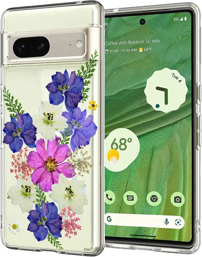 Miniatura 10 de Unov - Funda compatible con Pixel 7, diseño transparente de TPU suave, absorción de impactos, delgada, patrón labrado, cubierta protectora trasera