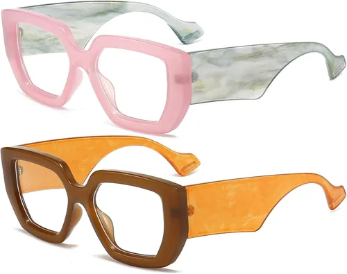 Miniatura 21 de AIEYEZO Gafas de luz azul con marco grueso para hombres y mujeres, gafas cuadradas de moda para computadora, antifatiga ocular y previenen el dolor