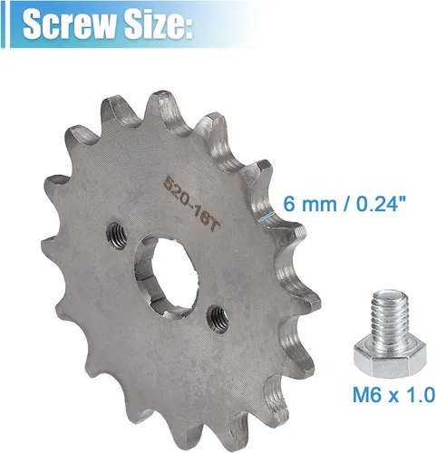 Miniatura 4 de X AUTOHAUX 1 juego de 520 estilos 16 dientes 0.787 in ID motocicleta piñón delantero para motocicleta 50cc 70cc 110cc 125cc motocicleta Dirt Pit
