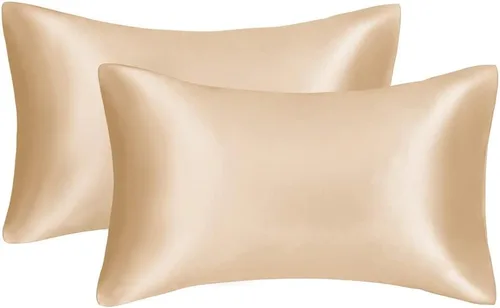 Miniatura 32 de Juwenin Bedding, funda de almohada de satén sedosa súper suave y lujosa con cremallera (funda de almohada de satén sedoso para el cabello), juego