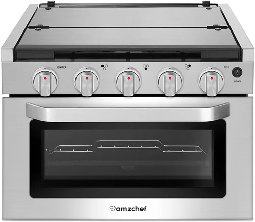 Miniatura 9 de Estufa de gas AMZCHEF para RV de 17 pulgadas de altura, estufa de propano de 1,24 pies cúbicos con 3 quemadores para RV, apartamento, casa móvil