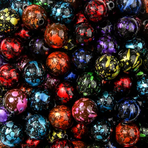 Miniatura 30 de Cuentas acrílicas de 0.630 in, 100 cuentas de bolígrafo de color arcoíris Ab, cuentas de chunk Bubblegum para bricolaje para hacer joyas, pulseras
