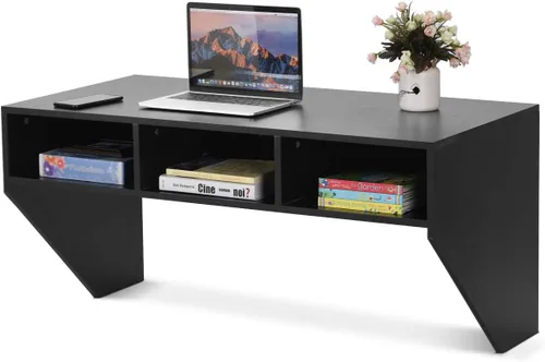 BestComfort Mueble de escritorio montado en la pared, mesa flotante para computadora portátil de 42.5 pulgadas, escritorio de escritorio colgante