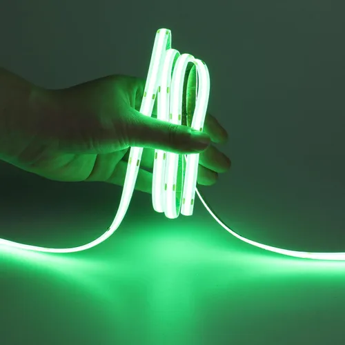Miniatura 8 de DC 5V USB COB Tira de luz LED verde regulable IP65 resistente al agua alimentada por USB 6.6 pies/2M 640LEDs con regulador de brillo alto cinta