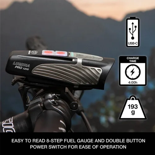 Miniatura 3 de NiteRider Lumina Pro 1200 Luz delantera para bicicleta recargable MTB Road Commuter Bike Light Potente Lumens resistente al agua Faro de bicicleta