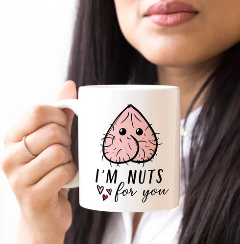 Miniatura 5 de YouNique Designs Taza con texto en inglés "I Nuts about You", taza de café de aniversario para hombres, taza de cumpleaños para novio, novia