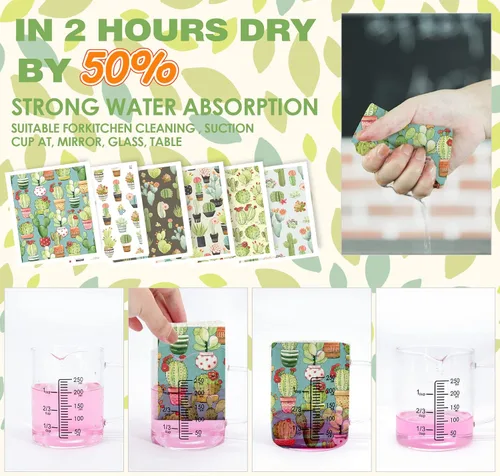 Miniatura 4 de Juego de 6 paños de cocina suecos de cactus reutilizables compostables, paños de cocina de esponja de celulosa