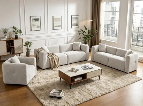 VANOMi Juego de sofá modular seccional extragrande en forma de nube con sofá de 95" y sillones de 42" para sala de estar, juego de muebles tapizados