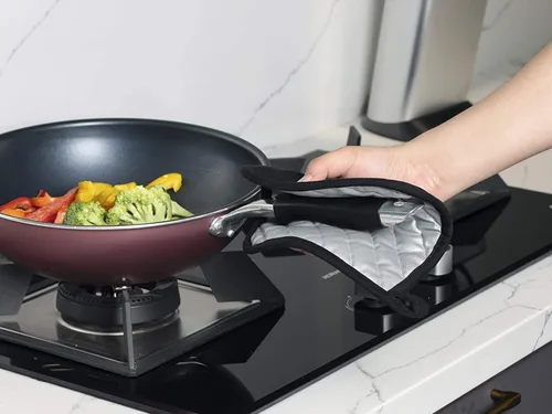 Miniatura 5 de Soporte para ollas de algodón, lavable a máquina, resistente al calor, soporte para ollas, almohadillas calientes, salvamanteles para cocinar y Negro
