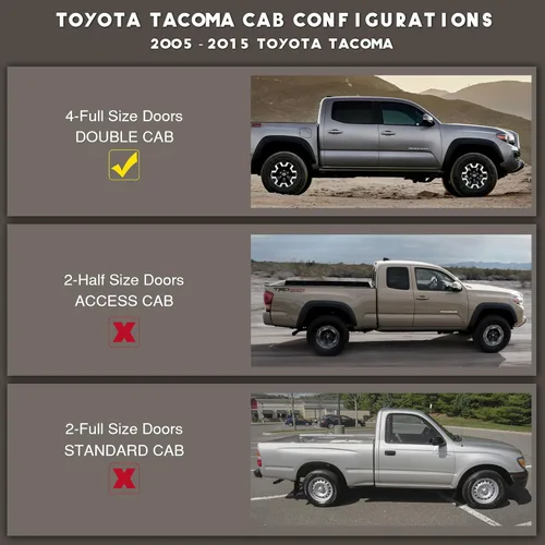 Miniatura 2 de KARPAL Alfombrillas de piso aptas para Toyota Tacoma 2005-2015 Doble Cabina (cobertura del espacio de los pies), revestimientos de piso de TPE