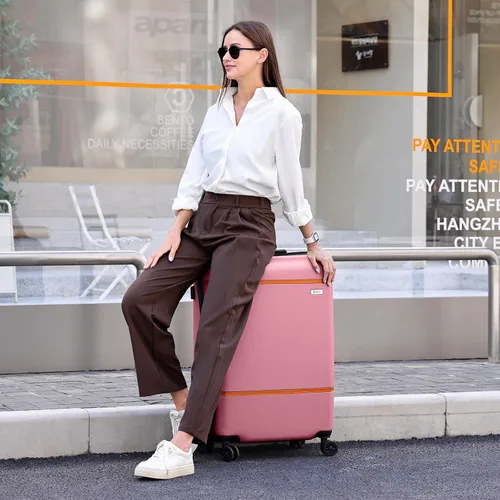 Miniatura 2 de AnyZip Equipaje ABS+PC Hardside maleta ligera con ruedas giratorias TSA Lock, Rosado