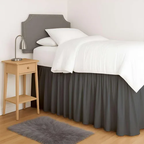 Miniatura 25 de Ready To Rest Falda para cama nido individual de 12 pulgadas de caída, faldas de cama estilo plisado para camas nido, esquinas divididas con Blanco