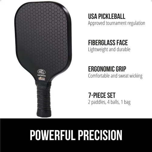 Miniatura 2 de Gorilla Gear USAPA Approved Pickleball Starter Set, Fiberglass Paddles with Bag and Balls, Indoor Outdoor Court Use, Comfortable Racket Grip