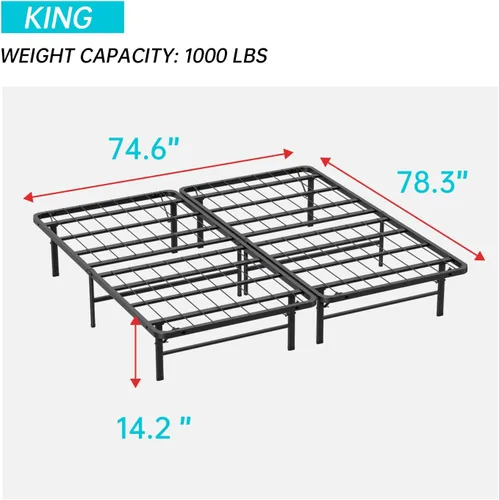 Miniatura 2 de BestMassage Base de cama individual Metálica Láminas de acero resistentes con 6 patas Plegable Resistente, no necesita somier Fácil