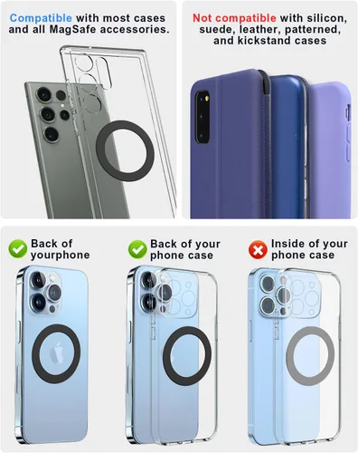 Miniatura 6 de Anillos adaptadores magnéticos 2 piezas compatibles con MagSafe, para Kindle Pop Socket Magnetic, para accesorios Magsafe y carga inalámbrica