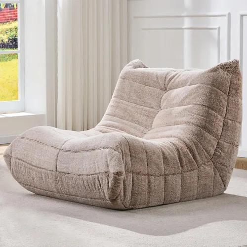 Miniatura 27 de Sillones tipo puf para adultos, puf gigante con espuma viscoelástica, sillón puf con relleno, piel sintética, para la sala, dormitorio u oficina azul