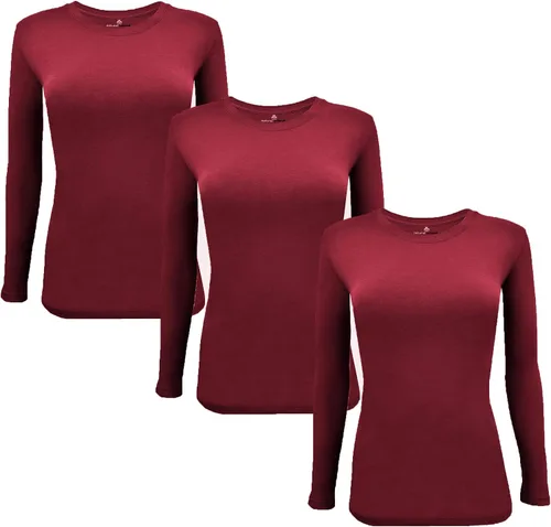 Miniatura 116 de Natural Uniforms Camiseta Under Scrub para mujer, cuello redondo, manga larga, paquete de 3, paquete múltiple de 3