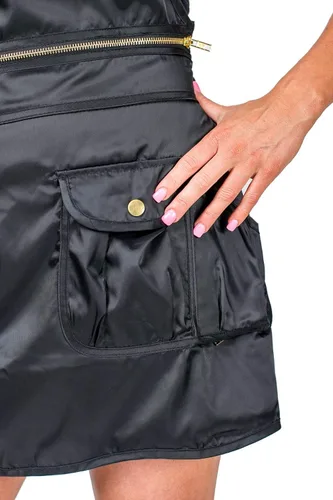 Miniatura 2 de BeautyLove Lindo delantal de salón negro con cremalleras doradas, bolsillos de carga, cosmetólogo, peluquería, peluquería, peluquería, peluquería