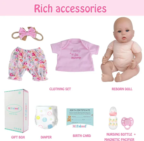 Miniatura 5 de Milidool Muñecas bebé realistas renacidas para niñas - Muñeca de recién nacida realista de 18 pulgadas, lindo regalo para niños de 3 años