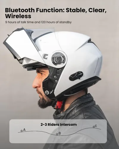 Miniatura 2 de ILM 159BT - Casco modular de motocicleta con Bluetooth, para 2-3 conductores, intercomunicador, cara completa, casco abatible DOT con máscara facial