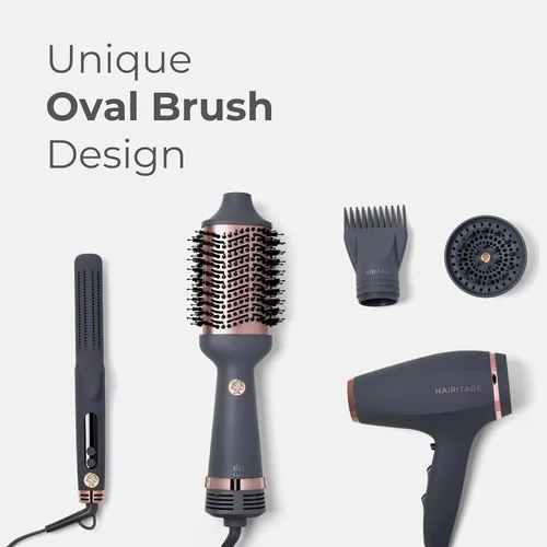 Miniatura 6 de Hairitage Cepillo Secador de Un Paso Voluminizante + Secador de Pelo para Rizar + Alisar - Cepillo de Soplado de Cerámica y Turmalina +