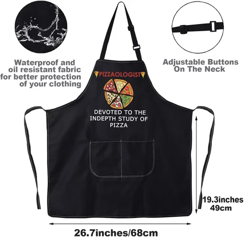 Miniatura 2 de JNIAP Delantal de chef de pizza para hombres, delantal para hacer pizza, regalos para pizzólogo y chef de pizzería