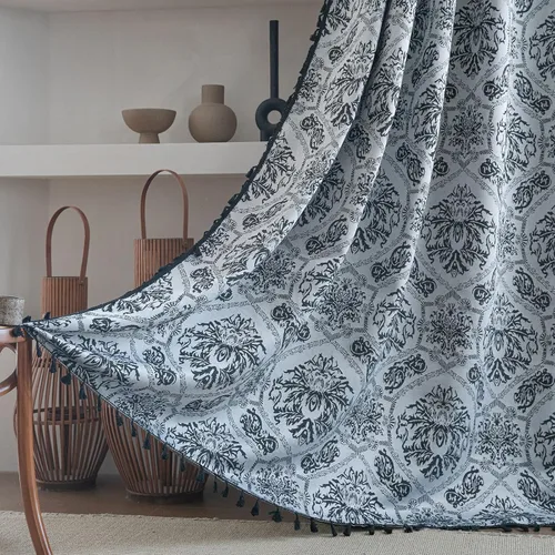 Miniatura 26 de ENJOYBRIDAL - 2 paneles de cortinas, florales, estilo bohemio, de granja, rústico o clásico, semitraslúcidas, con bolsillo para cortinero y borlas