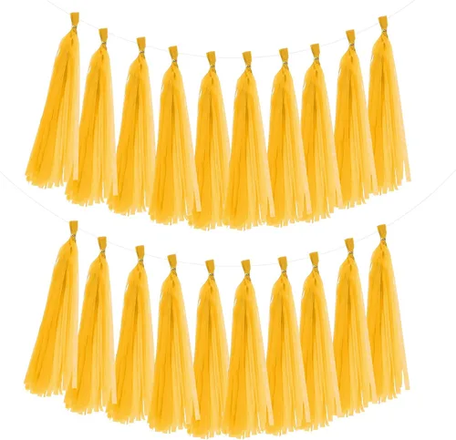 Miniatura 13 de MECCANIXITY 20 guirnaldas de papel de seda con borlas para decoración de fiestas, día de San Valentín, cumpleaños para mujeres con cuerda y alambre