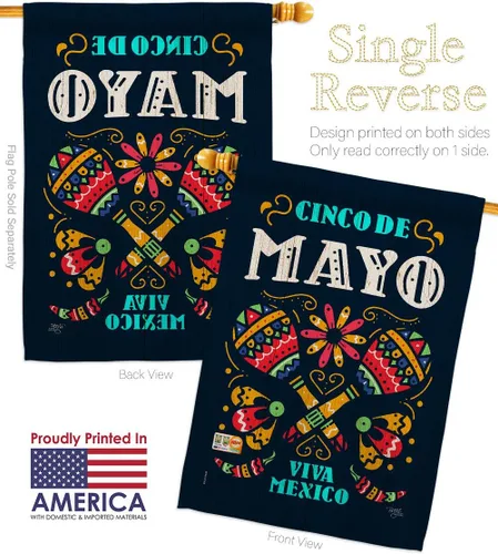 Miniatura 3 de Breeze Decor Cinco de Mayo Viva México - Juego de banderas de jardín para fiesta de verano, cactus, piñata, sombrero, fiesta mexicana, pequeña