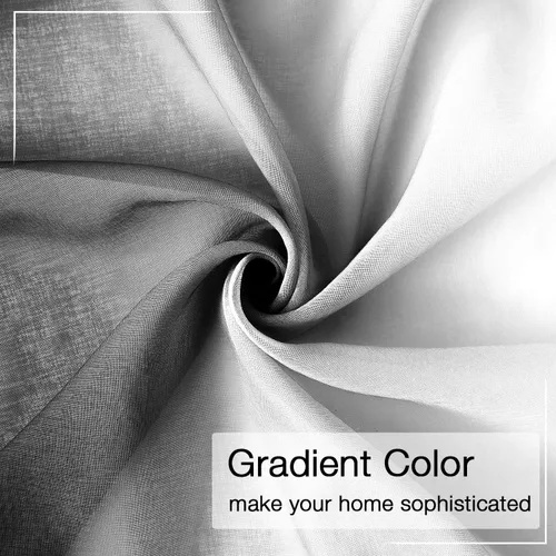 Miniatura 6 de July Joy Ombre - Cortinas de lino sintético semitransparente para habitación y sala de estar, 2 tonos reversibles, privacidad y filtro de luz