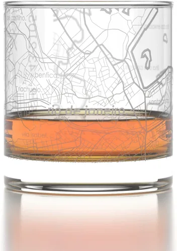 Miniatura 2 de Well Told Vaso de whisky grabado de la ciudad de Brasil de Río de Janeiro - Grabado con mapa de la ciudad de Río de Janeiro - Regalo para los Rio