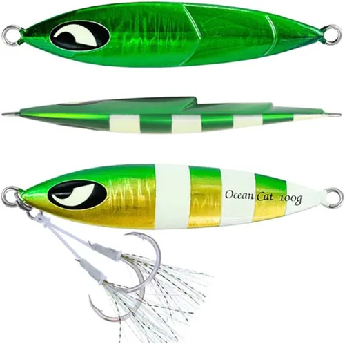 Miniatura 19 de OCEAN CAT 1 PC Señuelos de Pesca de Pitch de Caída Lenta Hundimiento Plomo Metal Jigs Planos Cebos de Jigging con Anzuelo para Pesca en Agua Salada