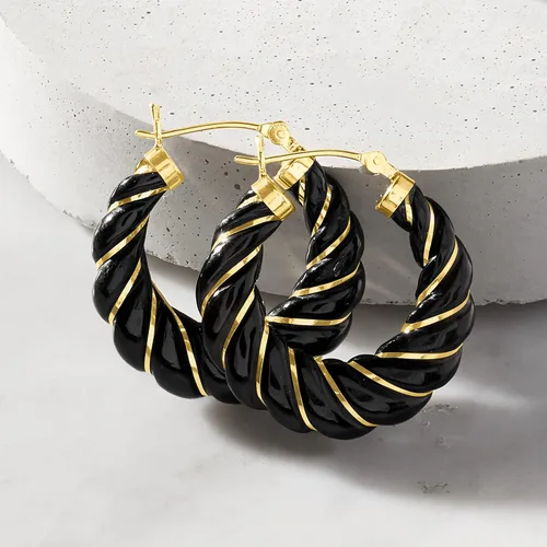 Miniatura 3 de Ross-Simons Pendientes de aro con piedras preciosas talladas con oro amarillo de 14 quilates