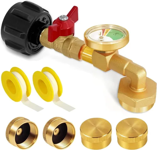 Miniatura 8 de Adaptador de recarga de propano para tanques de 1 libra, adaptador de codo de recarga de propano con válvula y medidor, adaptador de propano Kit