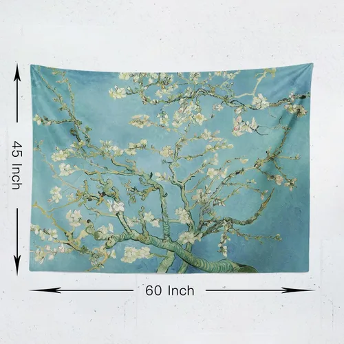 Miniatura 6 de Chitteri Vincent van gogh - Tapiz colgante de flores de almendra, 60 x 45 pulgadas, arte de pared de poliéster para decoración del hogar