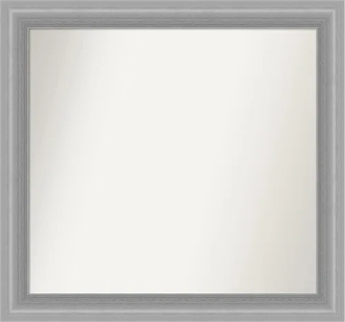 Miniatura 482 de Amanti Art Espejo de baño plateado para sobre el fregadero, 24 x 24 pulgadas, espejo cuadrado de peltre forjado a medida, marco de madera casual