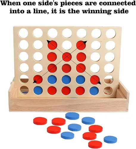 Miniatura 4 de Juego de madera 4 en una fila - Juego clásico de estrategia para adultosConecta los 4 discos del mismo color en una fila - Juegos de viaje