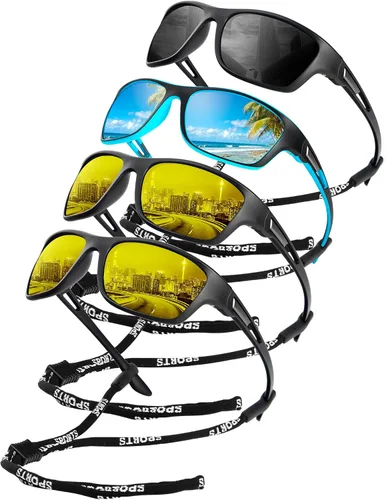 Miniatura 8 de KALIYADI Gafas de sol polarizadas para hombre, gafas de sol deportivas para conducir, ciclismo, pesca, con protección UV Negro mate/azul hielo/azul