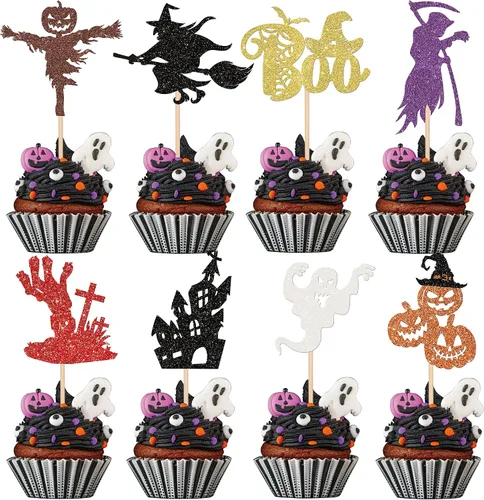 Miniatura 23 de 1 paquete de decoración de pastel de Halloween con purpurina para Halloween, fantasma, calabaza, pastel para casa encantada, bruja, calabaza, 7