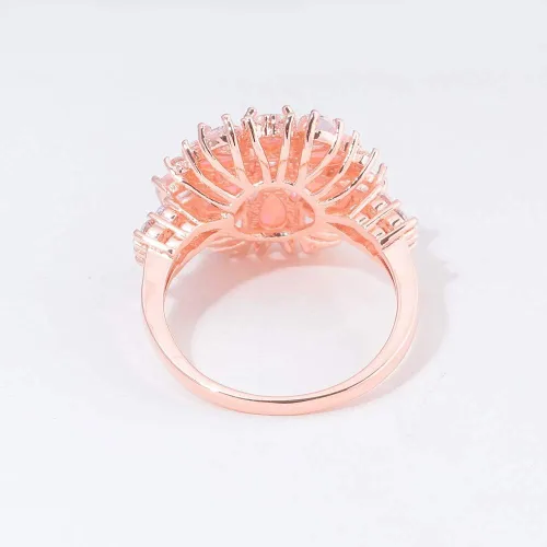 Miniatura 6 de CiNily Anillo de ópalo, chapado en oro rosa de 14 quilates, circonita cúbica de ópalo rosa, anillo de piedras preciosas para mujer, talla 5-12