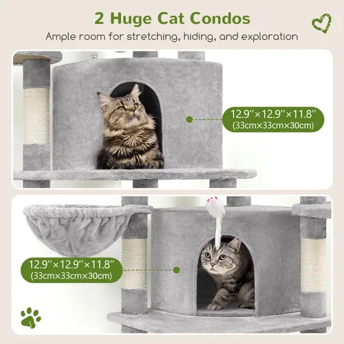 Miniatura 4 de Globlazer Árbol esquinero para gatos grandes, serie curvada de 66 pulgadas de alto, torre grande para gatos de interior con 6 postes rascadores, 2