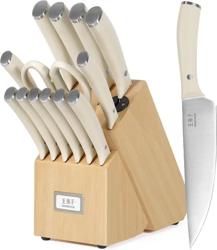Miniatura 8 de WANGMAZI Juego de cuchillos de chef Premium de alta calidad, mango ergonómico de remache de acero inoxidable de alto carbono, juego de cuchillos