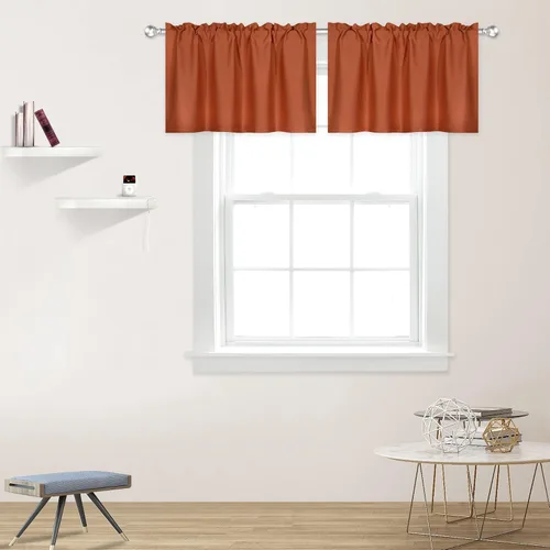 Miniatura 35 de DECOVSUN Cenefas Aqua para ventanas de cocina, con bolsillo para barra, opacas, con aislamiento térmico, 1 panel de 42 x 18 pulgadas