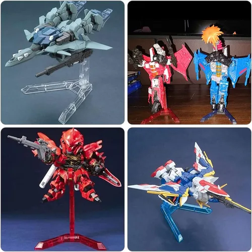 Miniatura 7 de Juego de soporte de figura de acción de 6 piezas, soporte de base de acción flexible para figuras de acción Gundam, kits de modelos de bricolaje