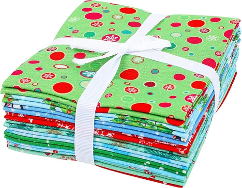 Miniatura 4 de Craftido -25 Opciones- Paquetes de Tela para Acolchado 100% Algodón 10 piezas Fat Quarters 18"x21" - Peso Mediano 5.2 oz - Algodón Suave para Navidad