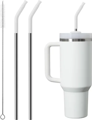 Miniatura 15 de 2 piezas de pajitas de acero inoxidable para vaso Stanley de 40 oz, accesorios de reemplazo para vaso Stanley de 40 oz con puntas de silicona