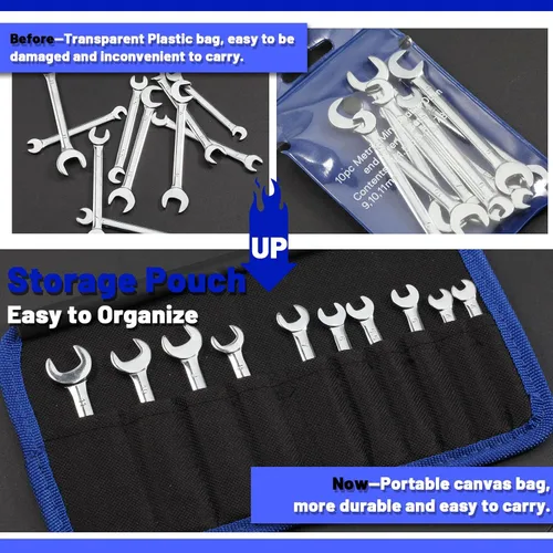 Miniatura 3 de SPEEDWOX Juego Mini de Llaves de Doble Extremo Abierto Métricas 4mm-11mm 10 piezas Llave de Cabeza Angular Super Fina con Bolsa de Almacenamiento