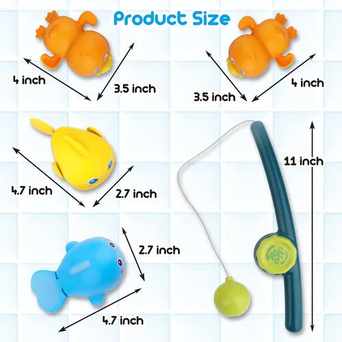 Miniatura 7 de Dwi Dowellin Juguetes de Baño para Niños Pequeños, Juegos Magnéticos de Pesca para Niños, Juguetes de Bañera, Juguetes de Agua Flotantes sin Moho